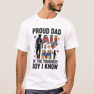 Trotse papa autisme moeilijkste jongen vintage vec t-shirt