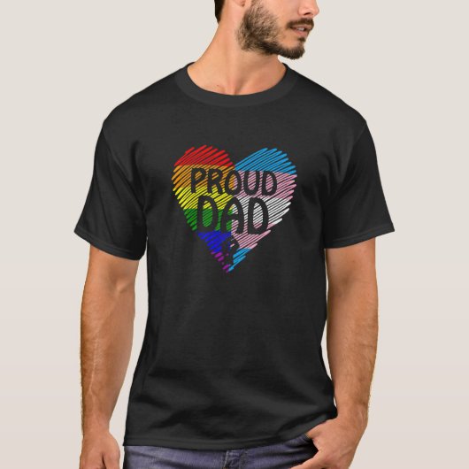 Trotse papa LGBT met regenboog en transgender vlag T-shirt (Voorkant)