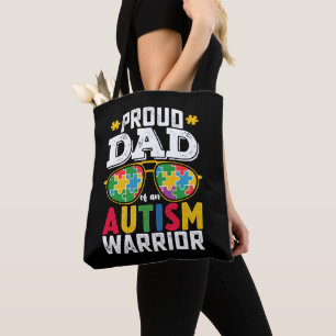 Trotse papa van een familie met een autisme-strijd draagtas
