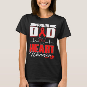 Trotse papa van een hartkrijger Hartziekte bewustz T-shirt