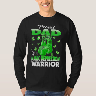 Trotse Papa Van Een Manische Depressie Krijger Bew T-shirt