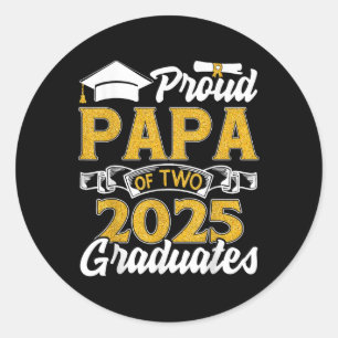 Trotse papa van twee 2025 Graduates Twins Afstuder Ronde Sticker