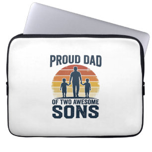 Trotse papa van twee geweldige zonen vintage shirt laptop sleeve