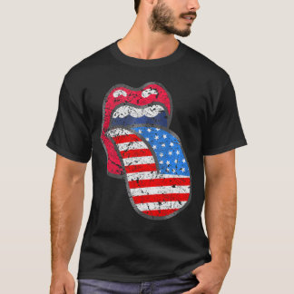 Trotse Patriottische Vrouwen Tong Lippen Amerikaan T-shirt