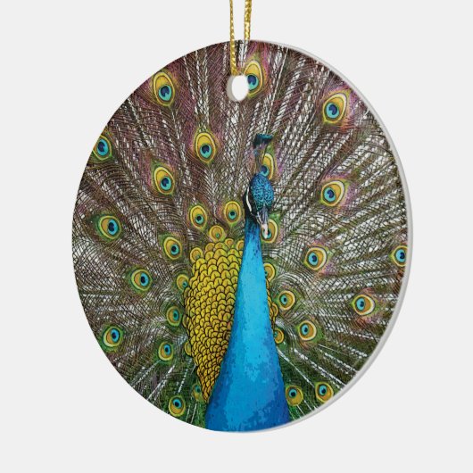 Trotse pauw kerstversiering keramisch ornament (Links)