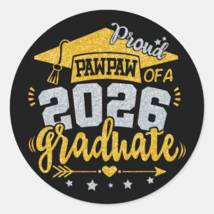 Trotse Pawpaw van een afgestudeerde in 2026 Afgest Ronde Sticker