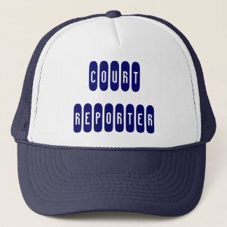 Trotse rechtbankverslaggever navy blue white lette trucker pet
