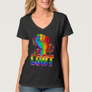 Trotse Regenboog Hand Vuist LGBT Regenboog Zonnebl T-shirt
