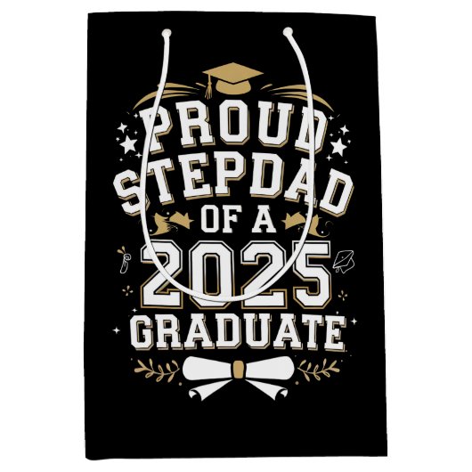 Trotse stap vader van een 2025 Afstuderen Afstuder Medium Cadeauzakje (Voorkant)