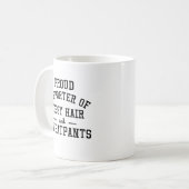 trotse supporter van rommelige haar en zweetbroek koffiemok (Voorkant links)