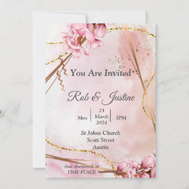 Trotse trouwkaart, roze bloemen kaart