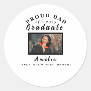 Trotse Vader Afstudeer Geschenk 2025 Maatwerk Foto Ronde Sticker
