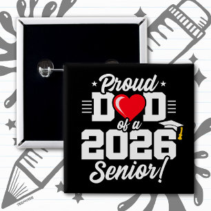 Trotse vader van een eindexamenquote uit 2026 vierkante button 5,1 cm