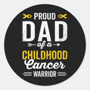 Trotse vader van een kindertijd kanker krijger ove ronde sticker