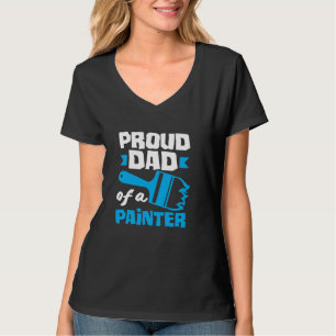 Trotse vader van een schilder Brush Blue Art T-shirt