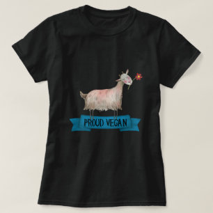 Trotse vegan Schattigee geit met bloemillustratiek T-shirt