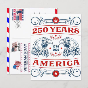 Trotse Veteraan 250 Jaar Amerika 1776 2026 Feestdagenkaart