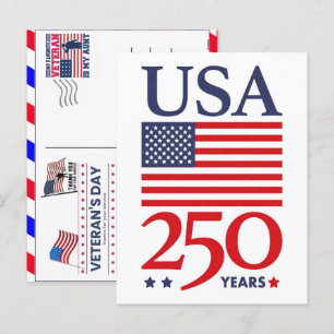 Trotse Veteraan 250 Jaar Amerika 1776 2026 Feestdagenkaart
