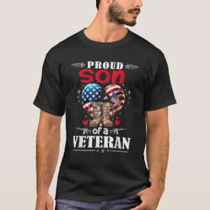 Trotse veteraan zoon hart Amerikaanse vlag T-shirt