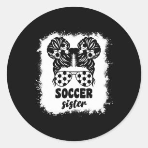 Trotse Voetbal Kleine Zus Voor Door Meisjes Kinder Ronde Sticker