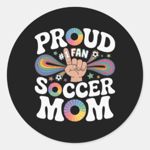Trotse Voetbalmoeder Opgewekte Fan Ondersteuning V Ronde Sticker
