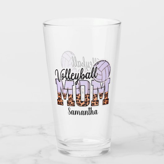 Trotse volleybal moeder – het dienen van ondersteu glas (Achterkant)