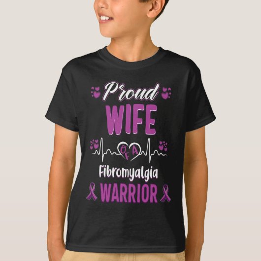 Trotse vrouw Fibromyalgie Warrior Awareness Ribbon T-shirt (Voorkant)