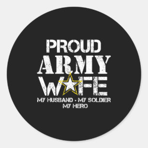 Trotse vrouw van een militair t voor militaire vro ronde sticker