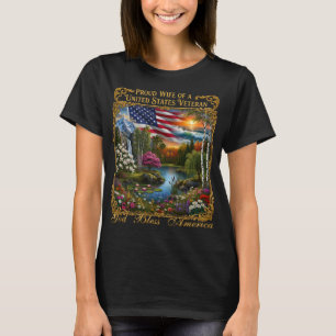 Trotse vrouw van een US-veteraan Kunst, God zegene T-shirt
