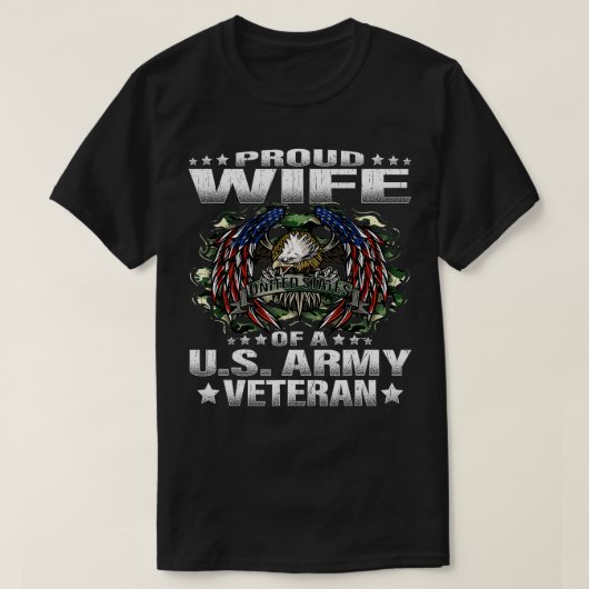 Trotse vrouw van een veteraan militair dierenartse t-shirt (Design voorkant)