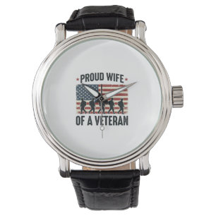 Trotse vrouw van een veteran-patriottisch shirtont horloge
