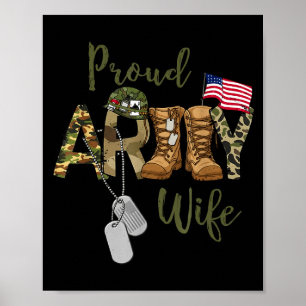 Trotse vrouw van het leger militair echtgenote met poster