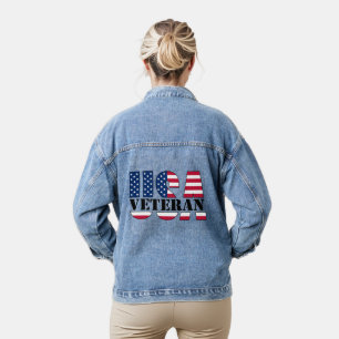 Trotse Vrouw Veteraan Patriottische Denim Jacket