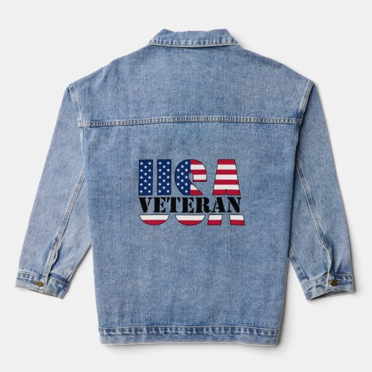 Trotse Vrouw Veteraan Patriottische Denim Jacket (Achterkant)