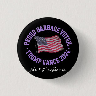 Trotse vuilnisbeller Trump Vance 2024 valt op Ronde Button 3,2 Cm