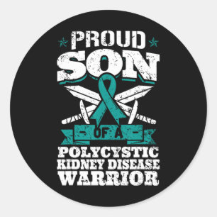 Trotse zoon van een polycystische nierziekte krijg ronde sticker