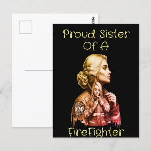 Trotse zus van een brandweerman gevolg w briefkaart