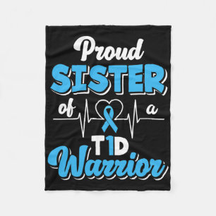 Trotse zus van een T1D Warrior diabetische diabete Fleece Deken