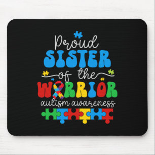 Trotse zus van een Warrior Autism Awareness puzzel Muismat