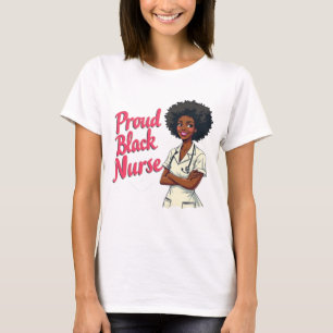 Trotse Zwarte Verpleegster Waarderingsontwerp T-shirt