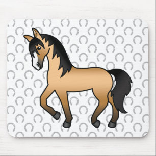 Trottende buckskin paard Cute Cartoon Illustratie Muismat