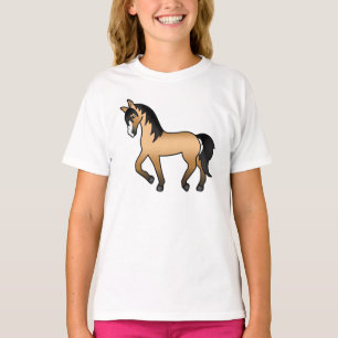 Trottende paard van buckskin Kleurige Cartoon Illu T-shirt