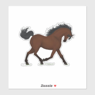 Trotting Bay Paard Pony met Blaze Ruitersport Sticker