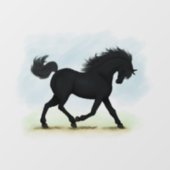 Trotting Black Horse of Pony Equestrian Decal (Vel)