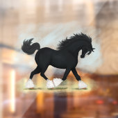 Trotting Black Shire Horse Equestrian Decal (Vel 2)