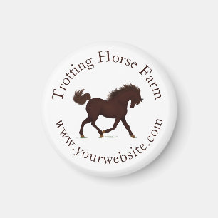 Trotting Bruin Paard Cirkeltekst Ruitersport Magneet