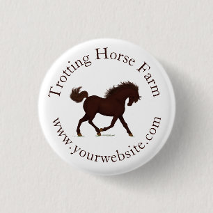 Trotting Bruin Paard Cirkeltekst Ruitersport Ronde Button 3,2 Cm