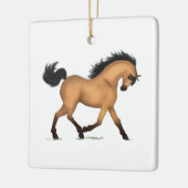 Trotting Buckskin Dun Horse Persoonlijke Kerstmis Keramisch Ornament (Links)