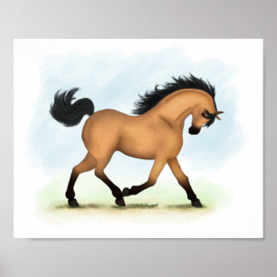 Trotting Buckskin Horse Equestrian Horse Lover Poster
