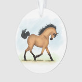 Trotting Buckskin Horse Equestrian Ornament (voorkant)